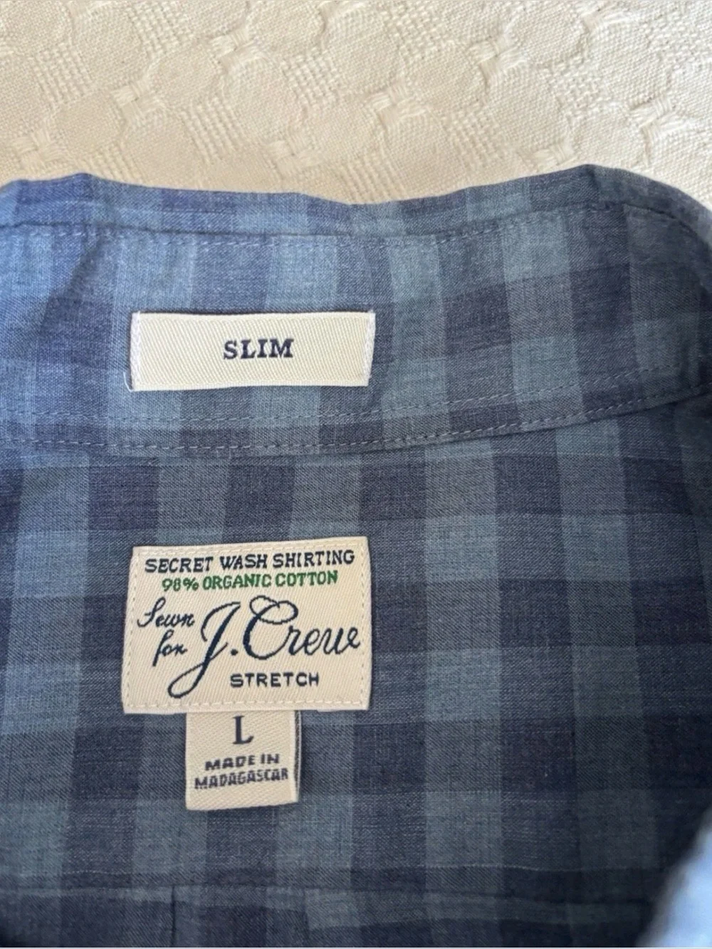 J. Crew Men's Button-Down Checked Shirt - Red and Blue Plaid Organic Cotton